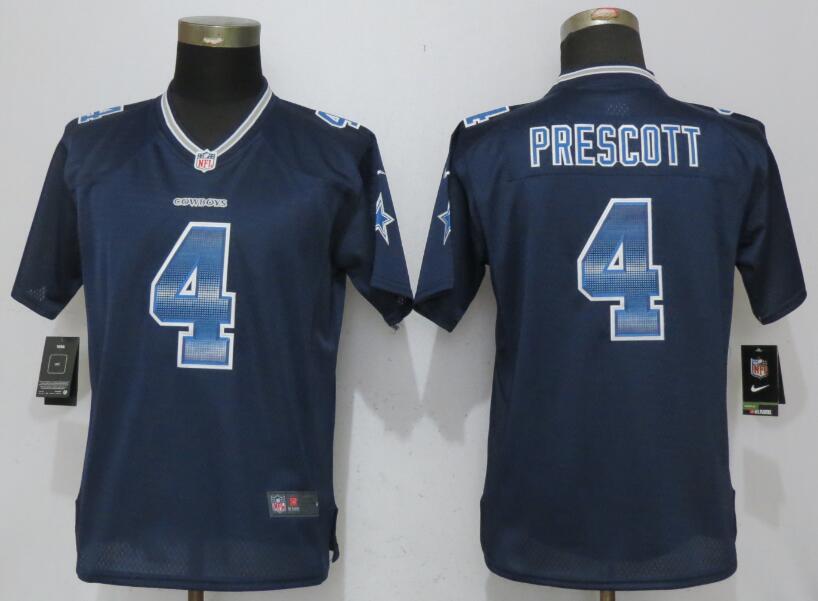 Women Dallas Cowboys 4 Prescott Navy Blue New Nike Strobe Elite NFL Jerseys